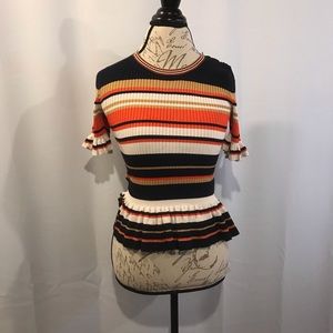 Sandro Rhys Peplum Ribbed Top Sz S NWT *read